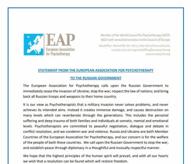 Statement From the European Association for Psychotherapy to the Russian Government 
