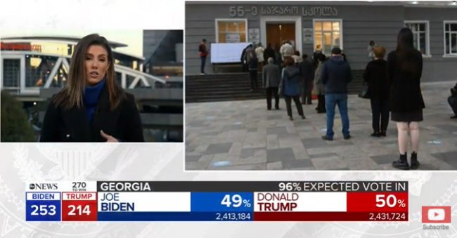 საქართველოს არჩევნები ჯორჯიის შტატის არჩევნების საილუსტრაციოდ ABC News-ის ეთერში