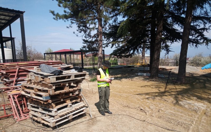 Measurement of environmental qualitative parameters on the construction site of the kindergarten in the village of Kurdgelauri, Telavi Municipality